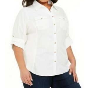 Ny Collection Women's Plus Size 3X White Blouse